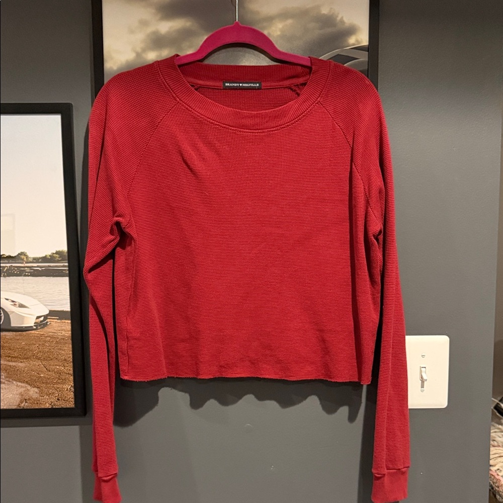 Brandy Melville Red Long Sleeve Top